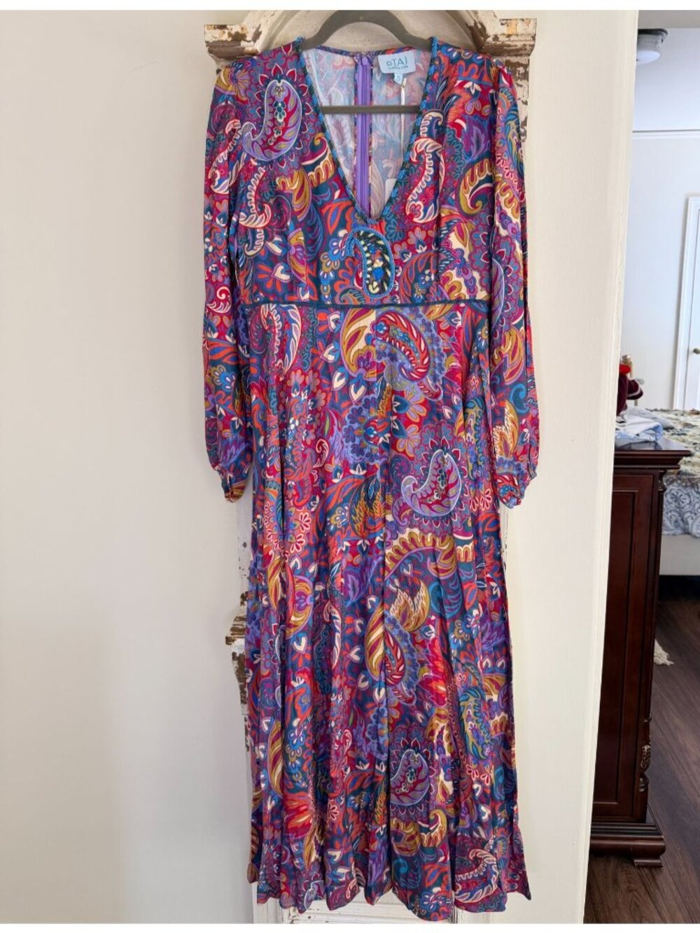 NWT Taj by Sabrina Crippa Resort  Luxury Long Sleeve Maxi Dress Size Small